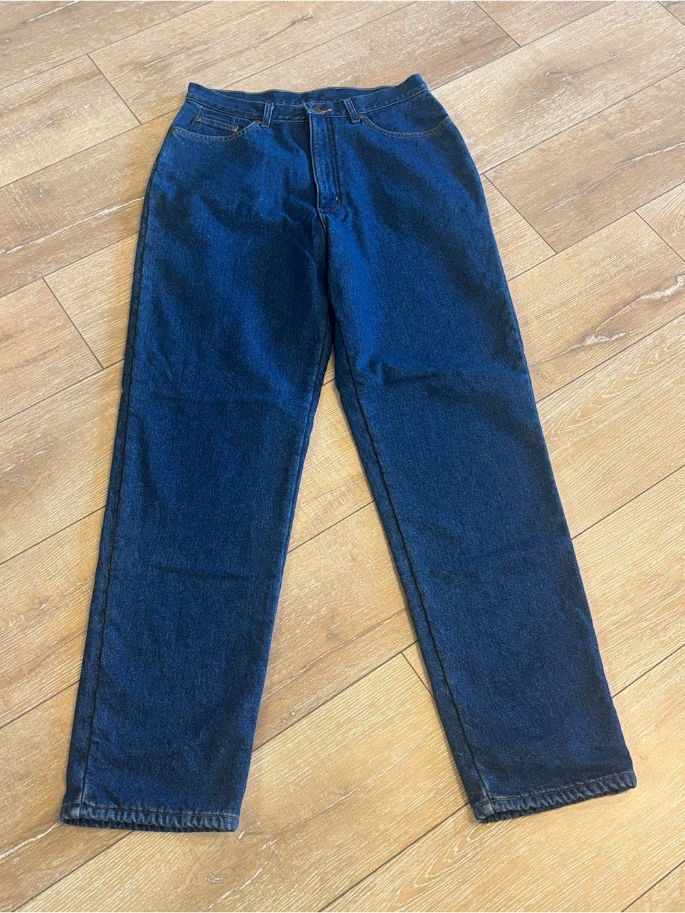 L.Bean Double L Relaxed Fit Flannel Lined Jeans Women’s 14 Tall Dark Wash